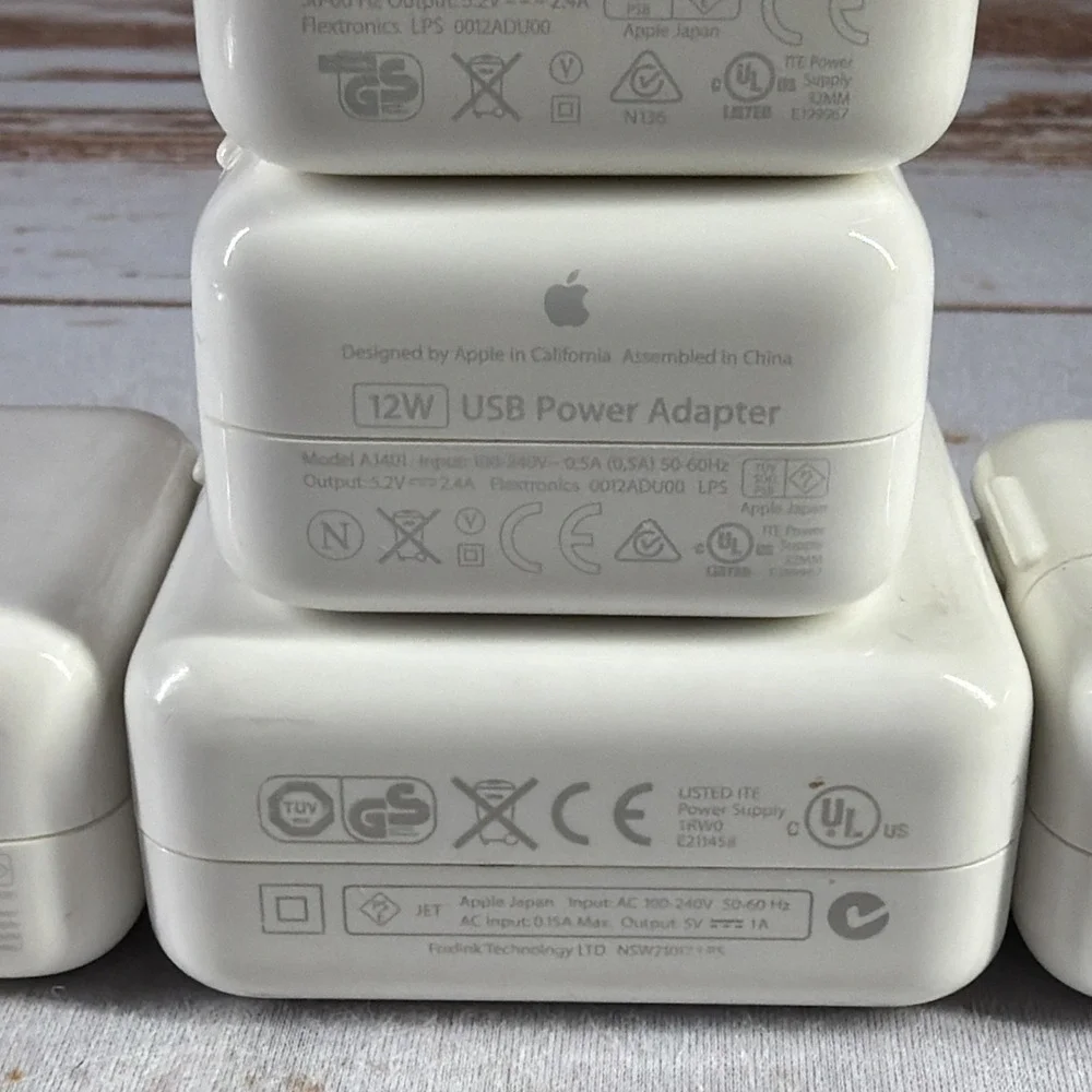 Lot of 5 OEM Apple 12W & 15W USB Power Adapter Wall Charger iPad iPhone A1401
